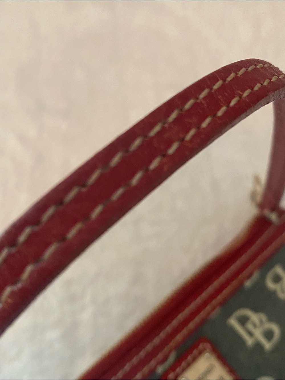 Dooney & Bourke DB Logo Canvas Wristlet with Red Trim and Extender - Picture 8 of 16